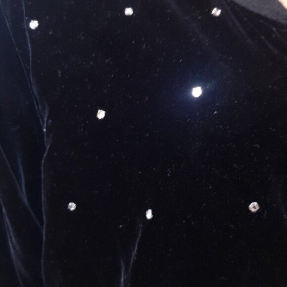 Vintage 80s Velvet Bomber Jacket Rhinestone Embellished Zip Front Velour Bling - Picture 4 of 16